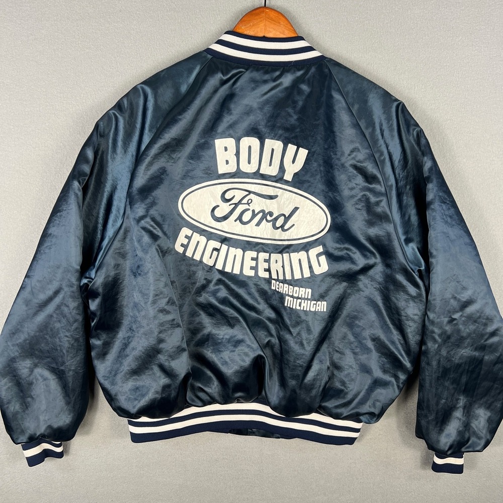 VTG King Louie Baseball Satin Jacket Mens XL Ford Body Engineering‎ Dearborn USA